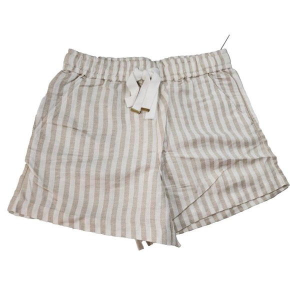 LOFT Pants - New Nwt Ann Taylor Loft Womens XS Linen Blend Tan White Striped Shorts